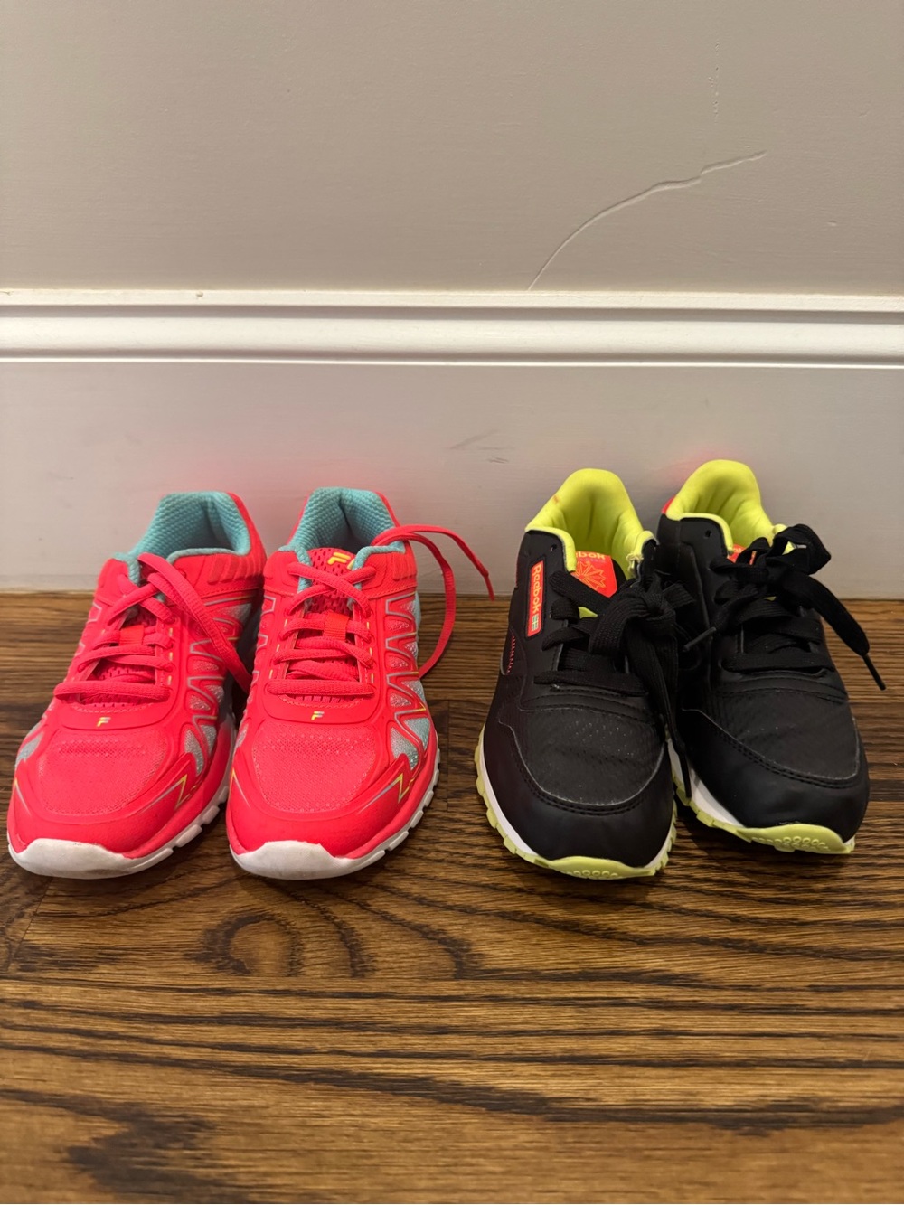 Two Pairs Girls Reebok and Fila Sneakers Shoes Size 2